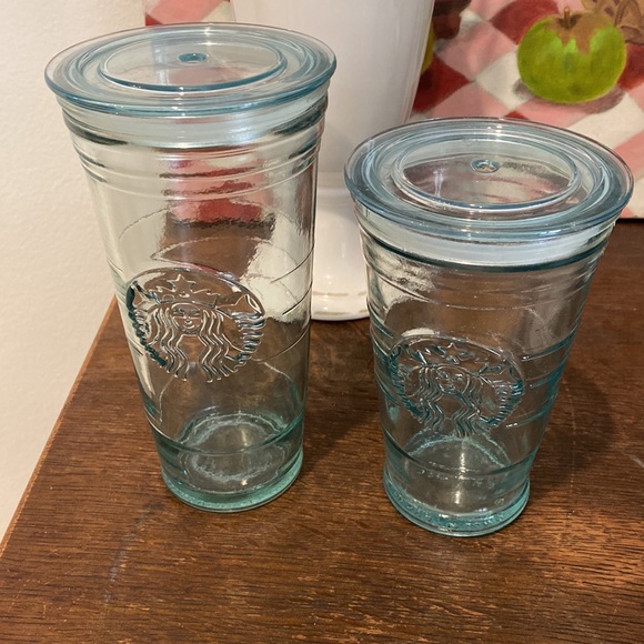 2 Starbucks glass tumblers